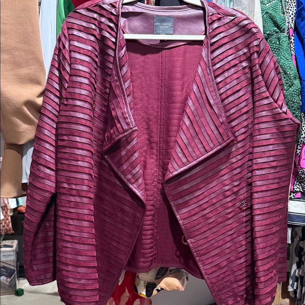 The Limited Burgundy Striped Cardigan
